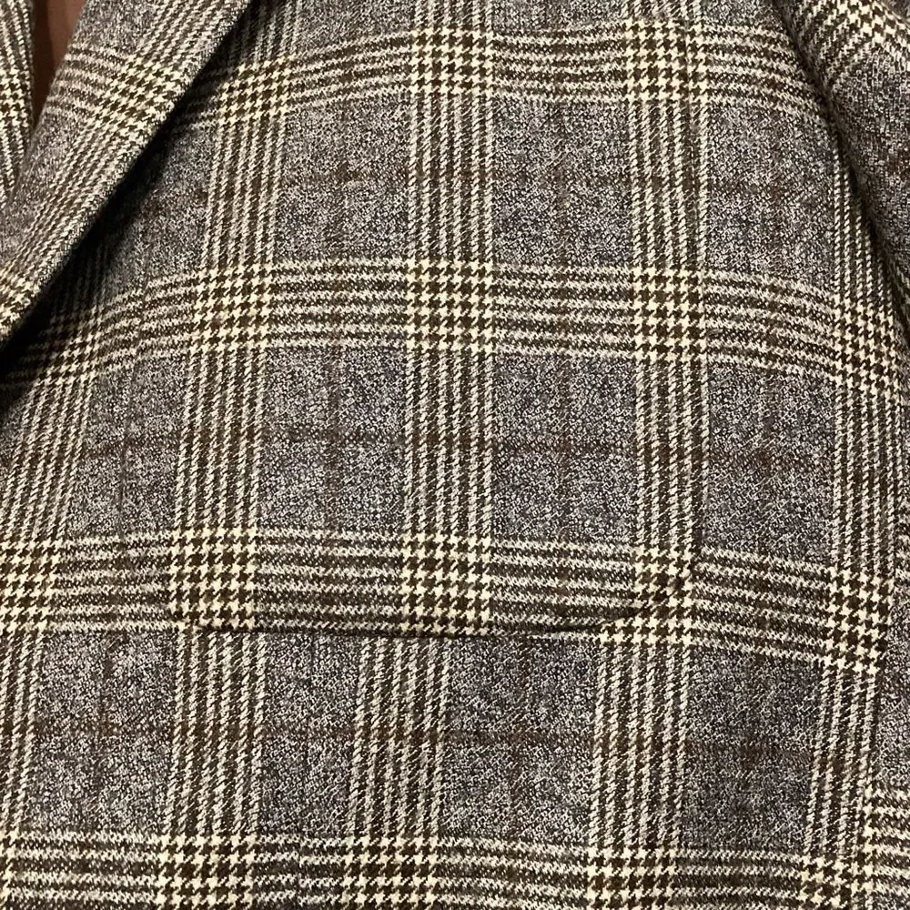 Coppley Sport Coat Blazer REDA Super 110s Wool Milo Brown Gray Plaid Size 40R